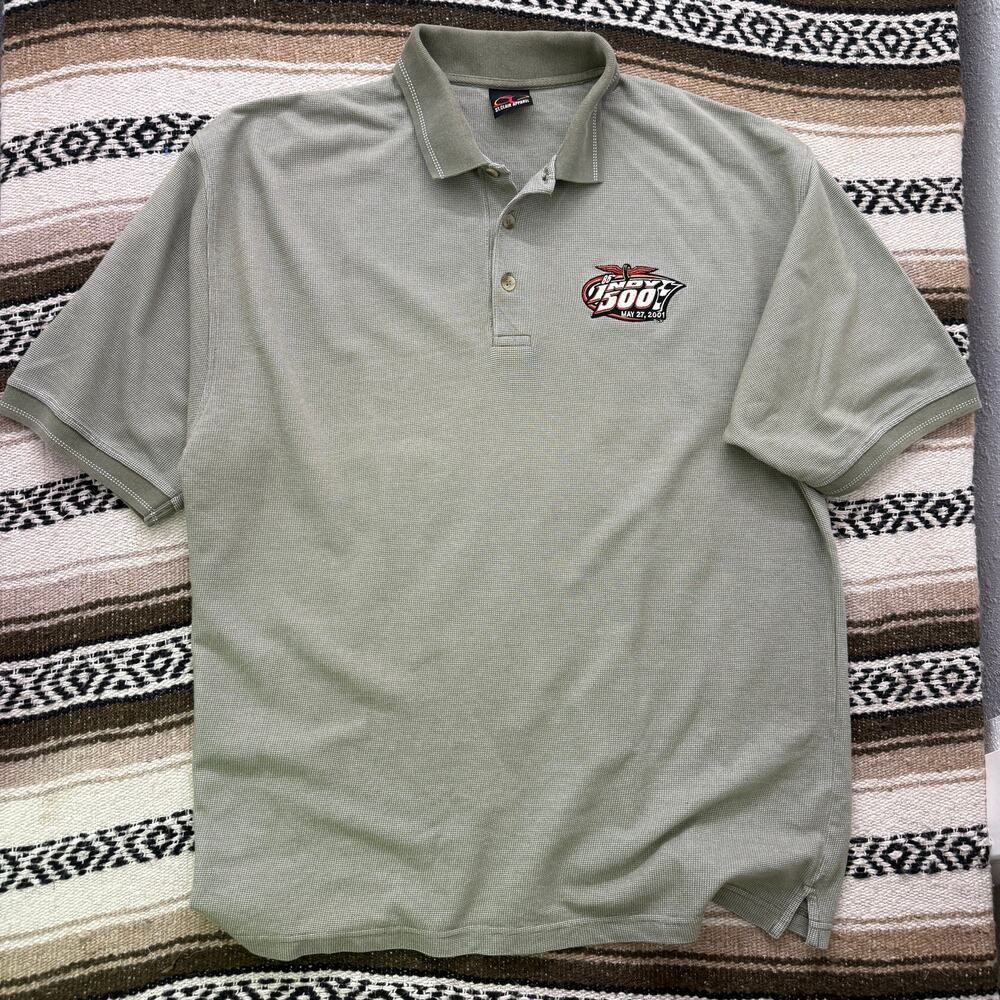 Men's Vintage 85th Annual 2001 Indy 500 Racing Green Grid Polo Shirt Sz XL VTG